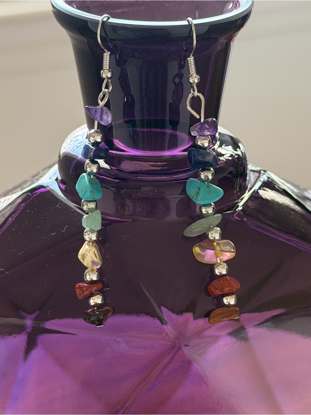 Multi-Color Stone Dangle Earrings - Women Jewelry